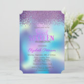 Invitation Diamants modernes Colorful Holographic Sweet 16 (Debout devant)