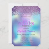 Invitation Diamants modernes Colorful Holographic Sweet 16 (Devant)