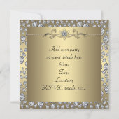 Invitation Diamants Noirs et Or Fête de Toutes Occasions (Dos)