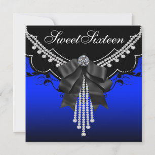 Invitation Diamants noirs et Royal Blue Anniversaire