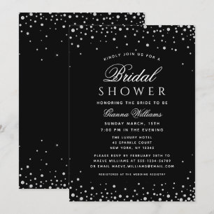 Invitation Diamants noirs Fête des mariées moderne de luxe