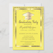Invitation Diamants Or Cap Graduation Jaune (Devant)