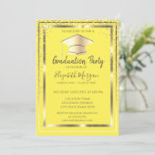 Invitation Diamants Or Cap Graduation Jaune (Debout devant)