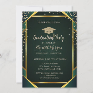 Invitation Diamants Or Casquette Universitaire Rayée Verte Di
