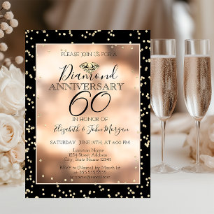 Invitation Diamants Or Élégants,Confettis Mariage Anniversair