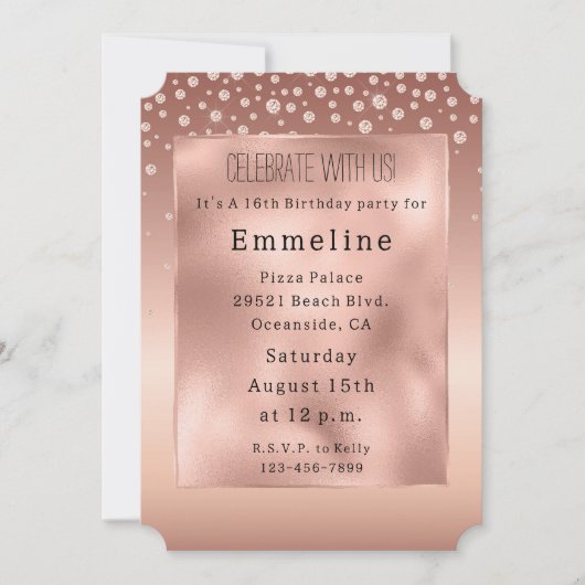 Invitation Diamants or Rose Glam (Devant)