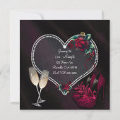 Invitation Diamants Perles Coeur foncé talons hauts doux 16 (Dos)