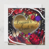 Invitation Diamants Perles Coeur talons aigus doux 16 (Devant)