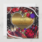 Invitation Diamants Perles Cœur Talons Hauts Quinceañera (Dos)