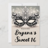 Invitation Diamants & Perles Mascarade en dentelle noire Swee (Dos)