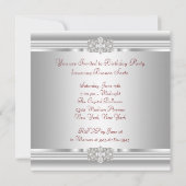 Invitation Diamants Perles Rubis Rouge Anniversaire Seize Ans (Dos)