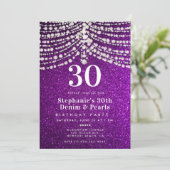 Invitation Diamants Perles violet glam Glitz 30e anniversaire (Debout devant)