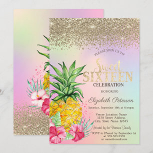 Invitation Diamants,Pineapple Hibiscus Holographique Douce 1