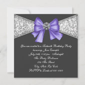 Invitation Diamants Purple et Black Sweet 16 Anniversaire (Dos)