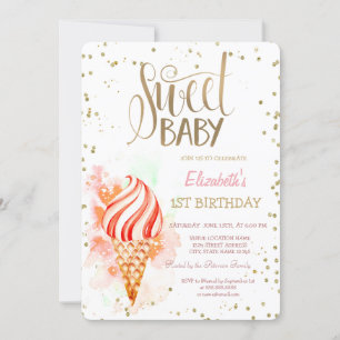 Invitation Diamants Rayure Éclaboussure Peinture Crème Glacée