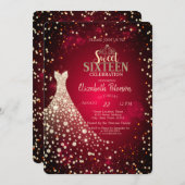 Invitation Diamants, Robe, Doux Rouge 16 (Devant / Derrière)