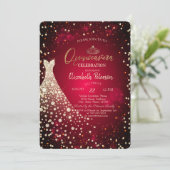 Invitation Diamants, Robe, Quinceañera rouge (Debout devant)
