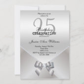 Invitation Diamants Romantiques & Arc en Argent 25e Anniversa (Devant)