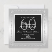 Invitation Diamants Romantiques Argent 60e Anniversaire de Ma (Devant)