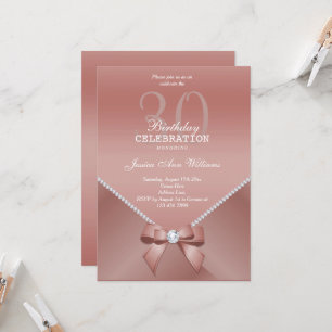Invitation Diamants romantiques et or Rose 30e anniversaire