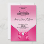 Invitation Diamants romantiques et Pink Bow Graduation (Devant)