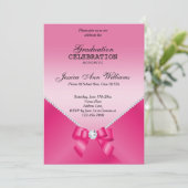 Invitation Diamants romantiques et Pink Bow Graduation (Debout devant)