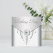 Invitation Diamants Rose blanche femmes fête d'anniversaire I (Debout devant)