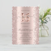 Invitation Diamants rose Gold Sparkle Sweet 16 (Debout devant)