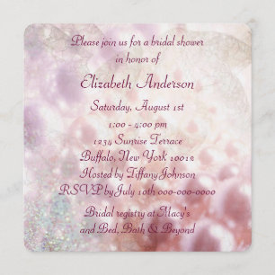 Invitation Diamants Rose Perle Élégant Mariage Blanc