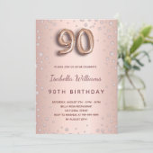 Invitation diamants roses de 90e anniversaire (Debout devant)