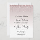 Invitation Diamants Roses Dusty Mariage après la fête (Devant)