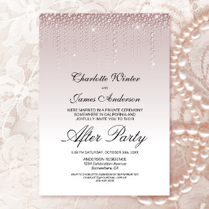 Invitation Diamants Roses Dusty Mariage après la fête