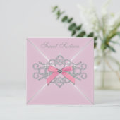 Invitation Diamants Roses Fête d'anniversaire Sweet 16 Rose (Debout devant)