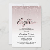 Invitation Diamants roses glamour Surprise 18e anniversaire (Devant)