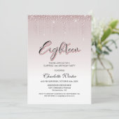 Invitation Diamants roses glamour Surprise 18e anniversaire (Debout devant)