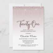 Invitation Diamants roses glamour Surprise 21e anniversaire (Devant)