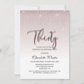 Invitation Diamants roses glamour Surprise 30e anniversaire (Devant)