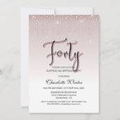 Invitation Diamants roses glamour Surprise 40e anniversaire (Devant)