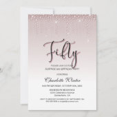 Invitation Diamants roses glamour Surprise 50e anniversaire (Devant)