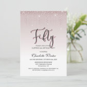 Invitation Diamants roses glamour Surprise 50e anniversaire (Debout devant)