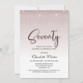 Invitation Diamants roses glamour Surprise 70e anniversaire (Devant)