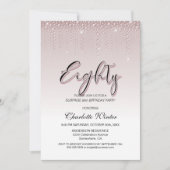 Invitation Diamants roses glamour Surprise 80e anniversaire (Devant)