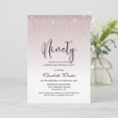 Invitation Diamants roses glamour Surprise 90e anniversaire (Debout devant)