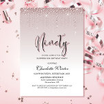 Invitation Diamants roses glamour Surprise 90e anniversaire<br><div class="desc">Organisez votre fête de 90e anniversaire surprise et invitation vos amis et ceux qui vous sont chers avec cette invitation de fête d'anniversaire de diamants roses glamour.</div>