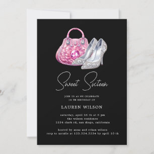 Invitation diamants roses parties scintillant sweet sixteen a