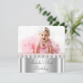 Invitation Diamants roses rose et argent Anniversaire (Debout devant)