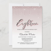 Invitation Diamants roses Roses, Dusty et glamour 18e anniver (Devant)