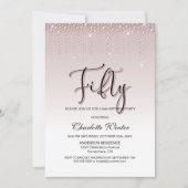 Invitation Diamants roses Roses et brillants 50e anniversaire (Devant)