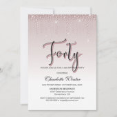 Invitation Diamants roses Roses, roux et glamour 40e annivers (Devant)