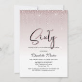 Invitation Diamants roses Roses, roux et glamour 60e annivers (Devant)